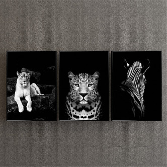 Modern Animal Painting Simple Black and White Study Animal Leopard Decorative Painting 3d model