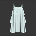 Elegant White Spaghetti Strap Dress With Layered Ruffled Tiers For Women