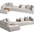 Modern Corner Sofa Cream Multiplayer Sofa 3d model