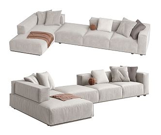 Modern Corner Sofa Cream Multiplayer Sofa 3d model