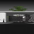 Modern Entrance Gate Design With Stone Wall Tree And Car In Front
