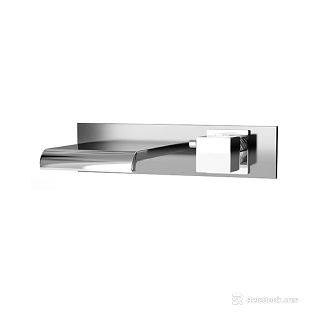 Sleek Modern Wall Mounted Faucet with Stainless Steel Body and Chrome Finish 3d model 