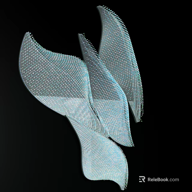 Elegant Modern Crystal Chandelier With Curved Shape And Sparkling Crystal Beads 3d model 