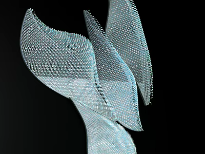 Elegant Modern Crystal Chandelier With Curved Shape And Sparkling Crystal Beads 3d model