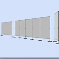 Foldable Room Divider Screens With Multiple Panels And Black Base 3d model