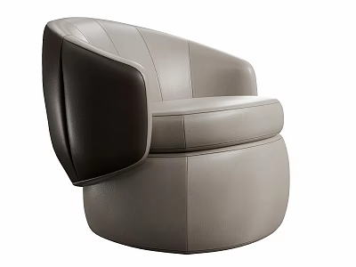 Stylish Modern Single Leather Sofa With Curved Armrests And Round Base Design 3d model