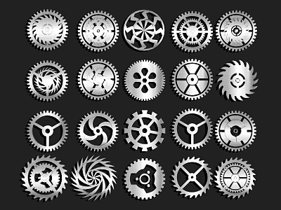 Metal Gears Collection With Various Designs On Black Background For Hardware Tools 3d model