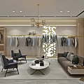 Modern Clothing Store Interior Design With Open Layout Sofa Chairs And Clothing Racks