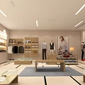 Modern Clothing Store Interior With Mannequins Shelves Clothing Displays And Accessories