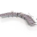 Industrial Equipment On Curved Metal Platform With Walkway And Railings