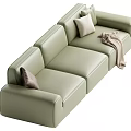 Multi-person sofa cream wind 3d model