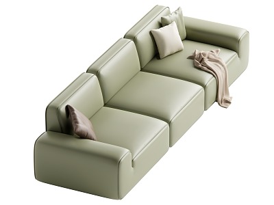 Multi-person sofa cream wind 3d model