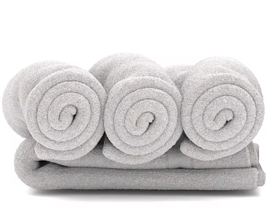 Three Soft Gray Rolled Towels Ideal For Bathroom And Daily Use 3d model