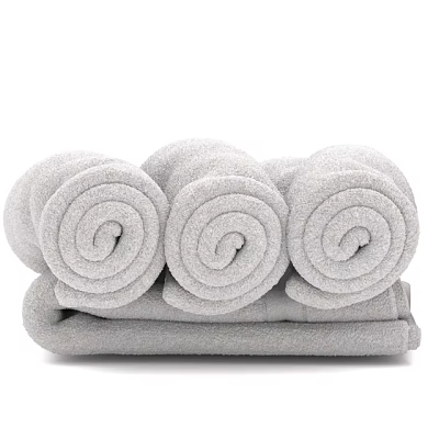 Three Soft Gray Rolled Towels Ideal For Bathroom And Daily Use 3d model