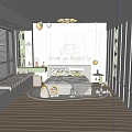 Kids Room Interior With Cartoon Cat Decor Stuffed Animal Toys And Green Circular Shelves