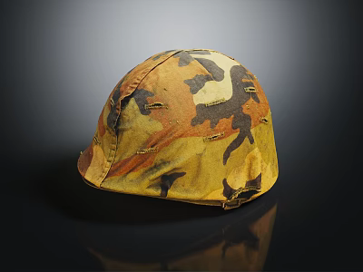 Tactical Camouflage Helmet with Yellow Brown Camo Design for Outdoor Activities 3d model