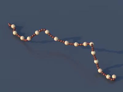 Elegant Necklace with White and Brown Uniform Beads in Curved Arrangement on Dark Blue Background 3d model