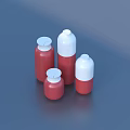 Red And White Plastic Bottles As Essential Household Items With Different Sizes 3d model