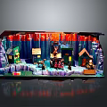 Colorful Miniature Scene Construction With Small Houses Figures Decorative Trees And Ice Surface