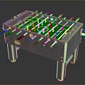 Sturdy Metal Frame Foosball Table With Green Playing Surface And Player Rods 3d model