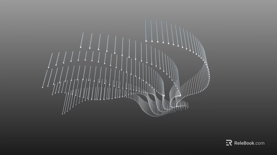 Abstract Wavy Structure Composed Of Slender Lines And Dots Modern Design 3d model 