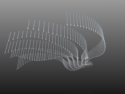 Abstract Wavy Structure Composed Of Slender Lines And Dots Modern Design 3d model