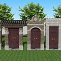 Chinese style gate, Republic of China building, courtyard gate 3d model