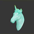 Silver Unicorn Head Sculpture With Metallic Shiny Surface Modern Decorative Art Piece