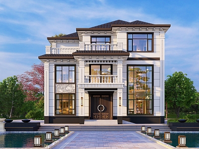 New Chinese-style three-storey single-family villa model