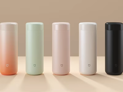Vacuum Insulated Cups In Five Different Colors With Modern Simple Design 3d model