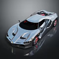 Modern Sleek Silver Sports Car With Streamlined Body And Red Accents