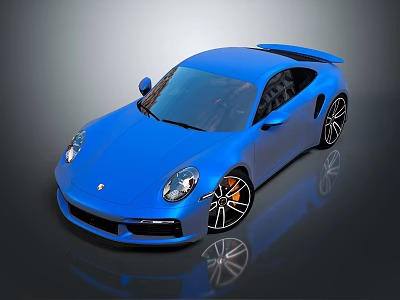 Blue Sports Car Featuring Streamlined Design And Shiny Alloy Wheels On Reflective Surface 3d model