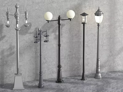 Outdoor Lights with Classic and Modern Lamp Post Designs for Garden and Street Decoration 3d model