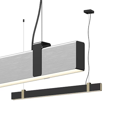 Modern Sleek Pendant Light With Long Rectangular Metal Frame And Black Accents 3d model