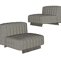 Modern Light Gray Single Sofa With Tufted Design Square Shape And Dark Legs 3d model