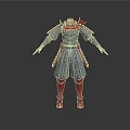 Man Wearing Traditional Gray And Red Warrior Armor With Shoulder Guards