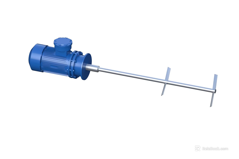 Blue Industrial Mixing Equipment With Motor Driven Shaft And Mixing Blades For Efficient Applications 3d model 