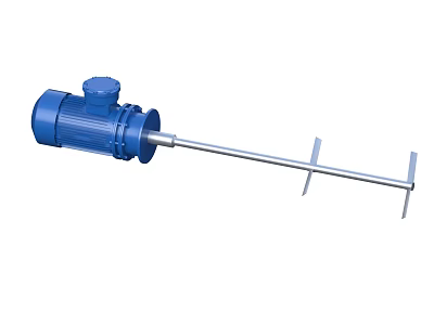 Blue Industrial Mixing Equipment With Motor Driven Shaft And Mixing Blades For Efficient Applications 3d model