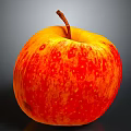 Fresh Whole Ripe Red Yellow Apple With Stem On Dark Background