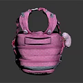Pink Children's Backpack With Teddy Bear Design Polka Dots Bow And Pom Pom Decoration