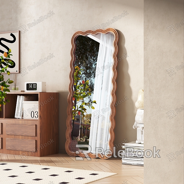 Cream Style Floor Mirror Decorative Mirror Ornaments model