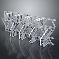 Modern Metal Staircase With Geometric Frame Structure And Multiple Steps Design