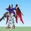 Electric Toy Robot Mech Action Figure With Blue Red White Wings And Gun