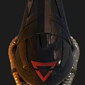 Dark Colored Protective Helmet With Red Goggles And Breathing Tube Strap