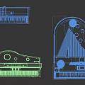 Classic Musical Instruments Collection With White Black Upright Grand Pianos And Golden Candlesticks