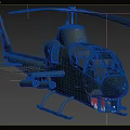 Olive Green Military Helicopter Flying in Sky With Shark Mouth Design and Weapons
