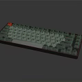 White and Gray Computer Keyboard with Red Accent Key and Sleek Design 3d model