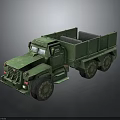 Green Military Cargo Truck With Open Bed Six Wheel Design And Military Style