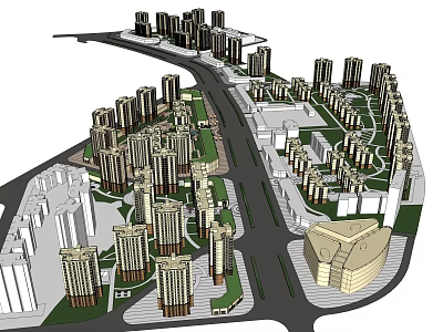 Urban Planning Layout With High Rise Buildings Wide Avenue And Lush Green Spaces Modern City 3d model