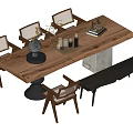 Wind tea table and chair combination 3d model